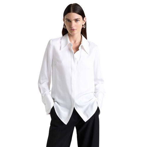 Cue Ivory Satin Double Cuff Shirt